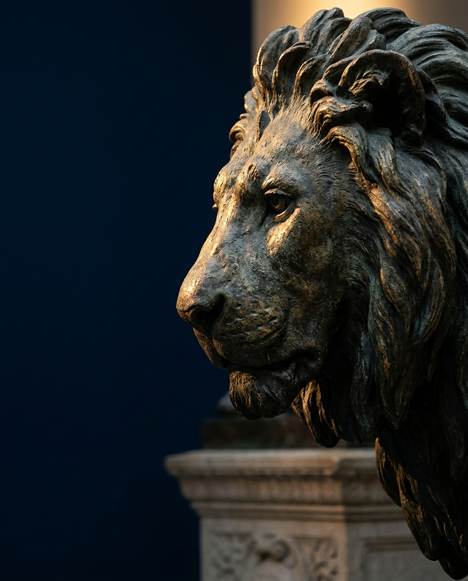 bronze lion sculpture